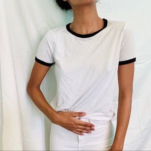 White T-shirt black rims